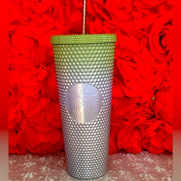 NWT🍁Starbucks Fall 2024 Olive Green- Lilac Ombre Studded Venti Tumbler with 🎁 - Picture 6 of 7